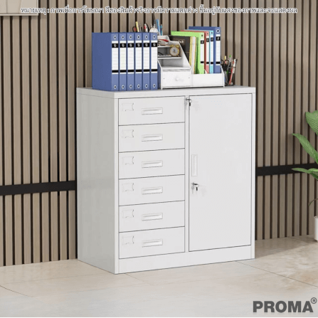 [PRE-ORDER] ตู้เก็บเอกสารสำนักงาน อเนกประสงค์ PROMA-OF09-04 สีขาวอมเทา_4